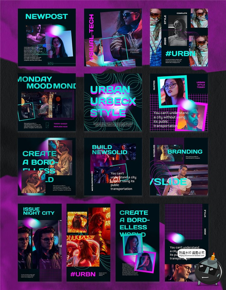 图片[2]-霓虹风格现代都市时尚夜店KTV音乐晚会海报图文排版PSD模板PS素材-设计猿