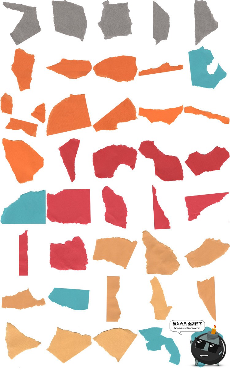 图片[2]-破损旧纸糙纸张手撕拼贴纸片碎纸纹理装饰元素PNG免抠PS设计素材-设计猿