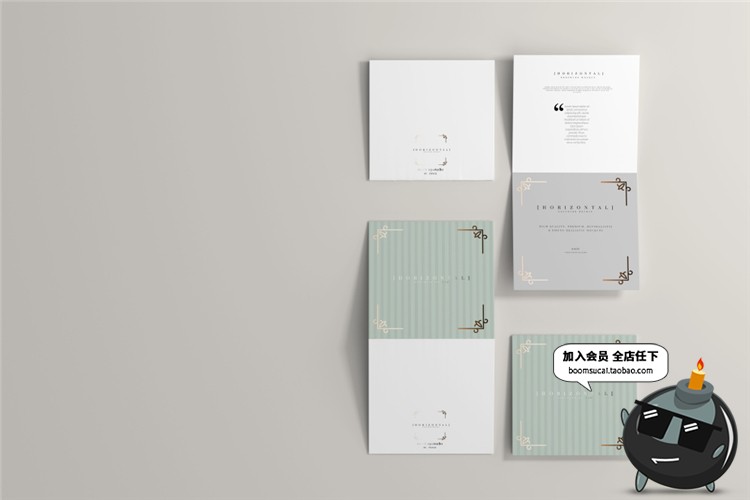 图片[2]-正方形对折页邀请函请柬卡片效果图展示VI贴图样机PSD模板PS素材-设计猿