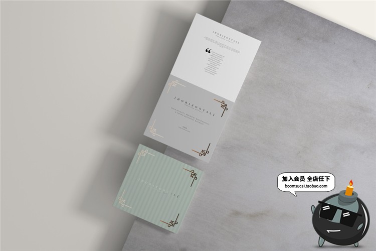 图片[3]-正方形对折页邀请函请柬卡片效果图展示VI贴图样机PSD模板PS素材-设计猿