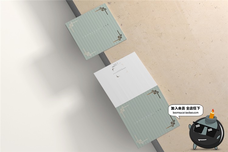 图片[4]-正方形对折页邀请函请柬卡片效果图展示VI贴图样机PSD模板PS素材-设计猿