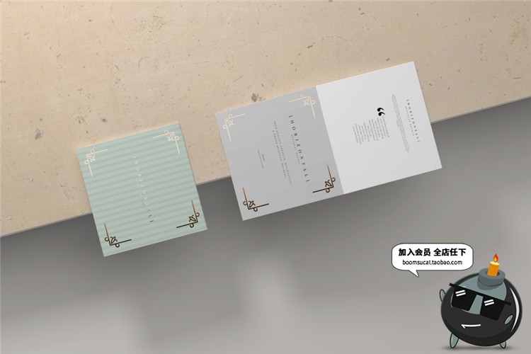 图片[5]-正方形对折页邀请函请柬卡片效果图展示VI贴图样机PSD模板PS素材-设计猿