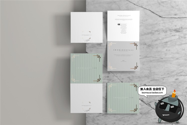 图片[6]-正方形对折页邀请函请柬卡片效果图展示VI贴图样机PSD模板PS素材-设计猿