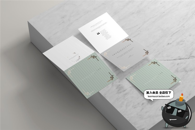 图片[8]-正方形对折页邀请函请柬卡片效果图展示VI贴图样机PSD模板PS素材-设计猿