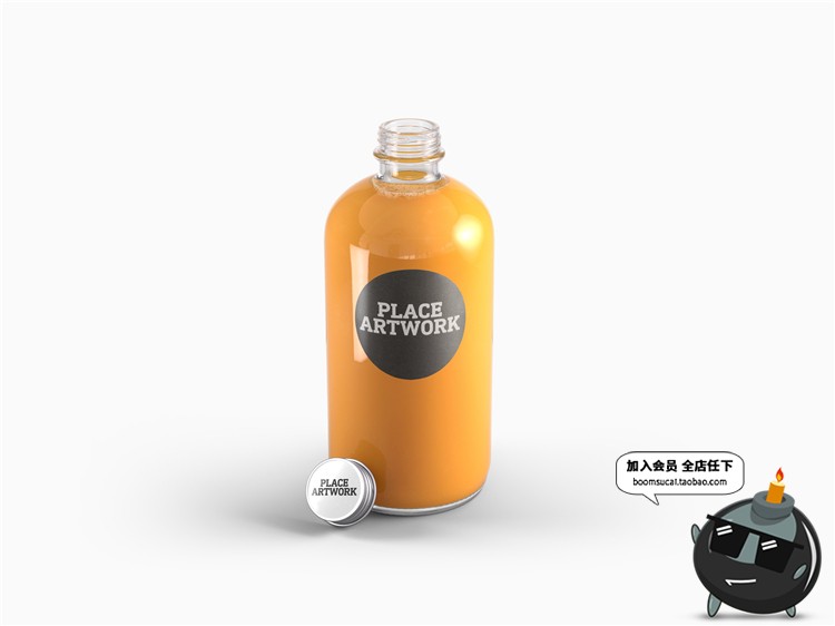 图片[4]-冷榨汁鲜榨果汁玻璃瓶塑料透明瓶饮料瓶外观包装样机PSD模板素材-设计猿