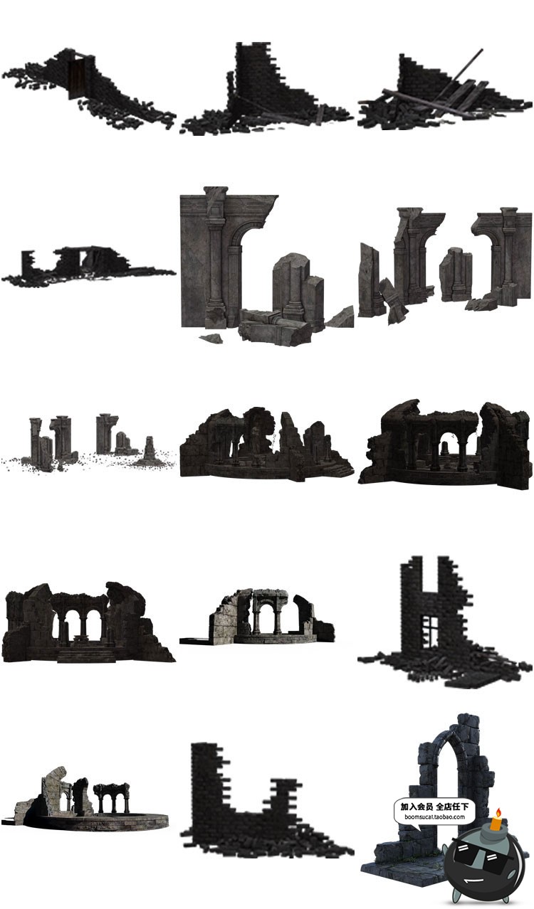 图片[1]-废墟废弃破旧残破倒塌房子后期创意合成创作PNG免扣PS设计素材-设计猿