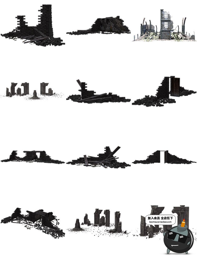 图片[2]-废墟废弃破旧残破倒塌房子后期创意合成创作PNG免扣PS设计素材-设计猿