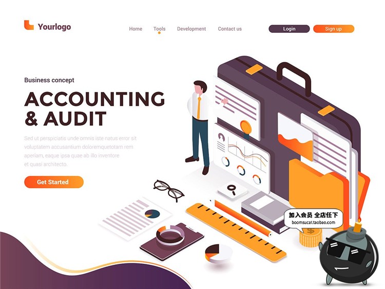 图片[4]-2.5D立体等轴等距登录页面插画banner海报着陆页设计AI矢量模板-设计猿