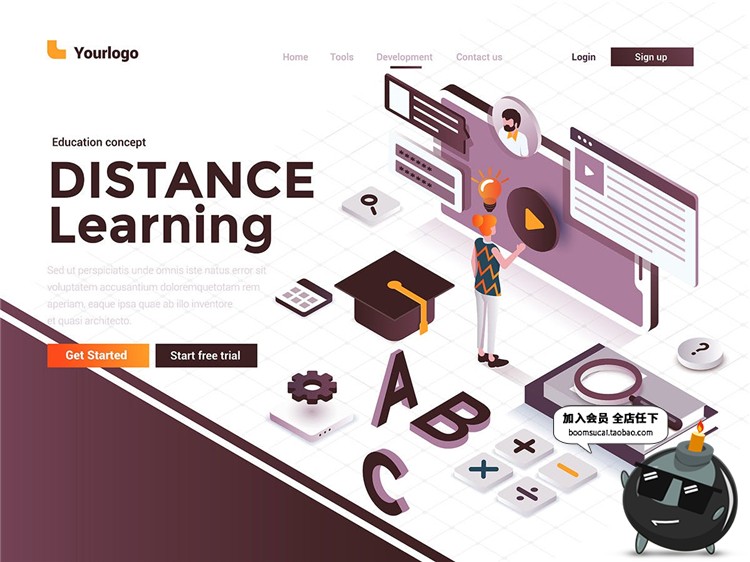 图片[5]-2.5D立体等轴等距登录页面插画banner海报着陆页设计AI矢量模板-设计猿