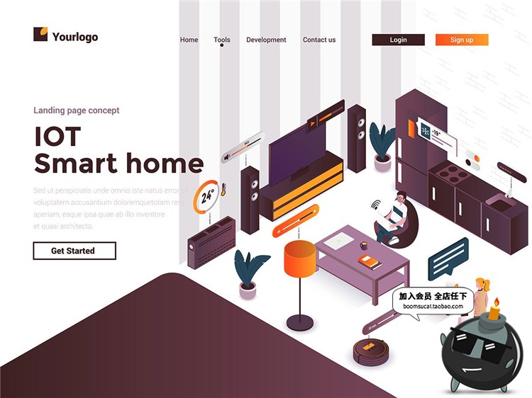 图片[6]-2.5D立体等轴等距登录页面插画banner海报着陆页设计AI矢量模板-设计猿