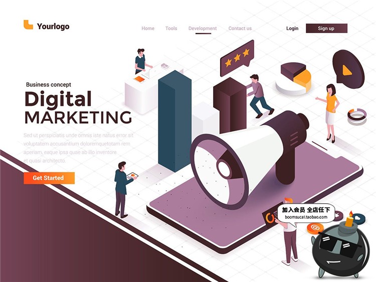 图片[7]-2.5D立体等轴等距登录页面插画banner海报着陆页设计AI矢量模板-设计猿