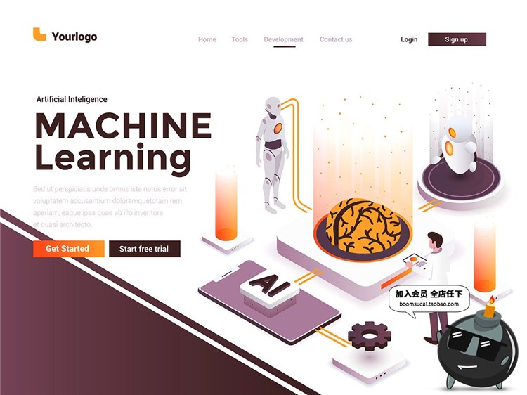 图片[8]-2.5D立体等轴等距登录页面插画banner海报着陆页设计AI矢量模板-设计猿