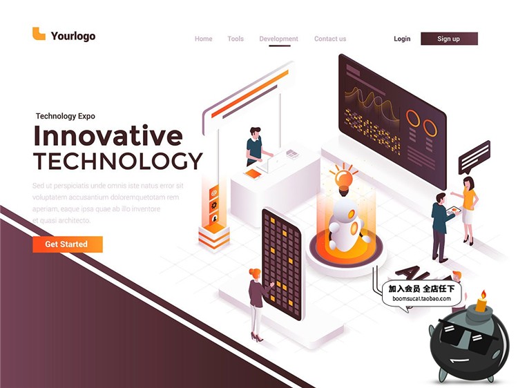 图片[13]-2.5D立体等轴等距登录页面插画banner海报着陆页设计AI矢量模板-设计猿