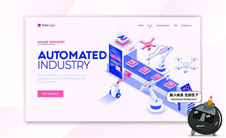 图片[6]-2.5D立体高科技元素着陆页海报banner插画设计AI矢量模板素材-设计猿