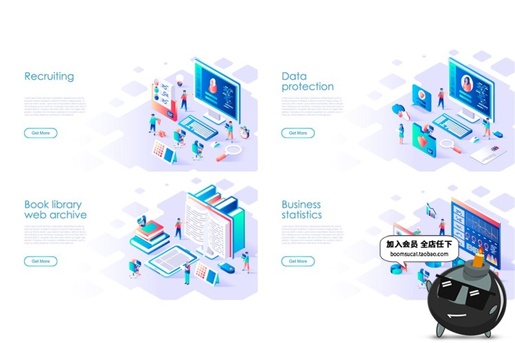 图片[5]-2.5D等轴等距平面设计概念3D立体着陆页banner海报插画AI矢量素材-设计猿