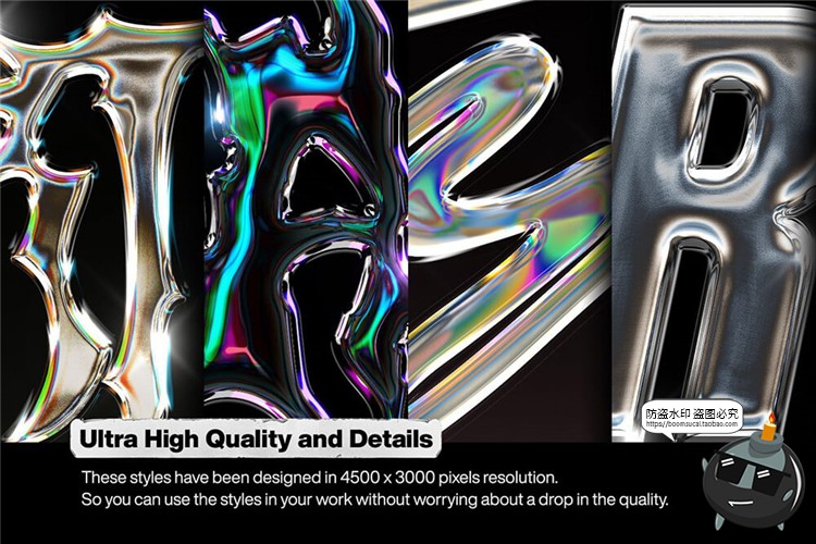 图片[2]-金属镀铬电镀风格特效字酸性抽象派标题文字样式PSD模板PS素材-设计猿