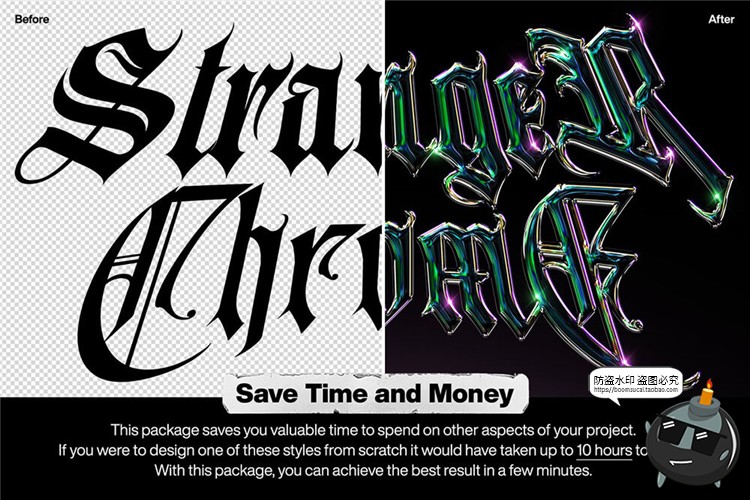 图片[3]-金属镀铬电镀风格特效字酸性抽象派标题文字样式PSD模板PS素材-设计猿