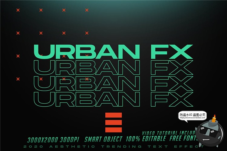 图片[1]-故障重叠科技风特效字现代3D英文字母文本图层样式PSD模板PS素材-设计猿