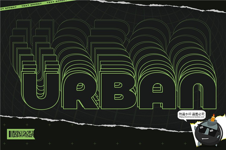 图片[2]-城市街头重叠故障镂空风格特效字海报标题装饰文字PSD模板PS素材-设计猿