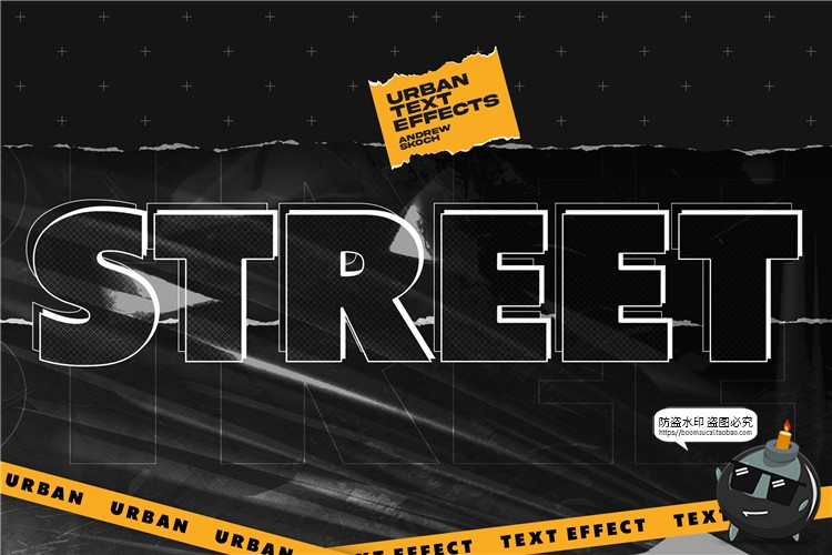 图片[3]-城市街头重叠故障镂空风格特效字海报标题装饰文字PSD模板PS素材-设计猿