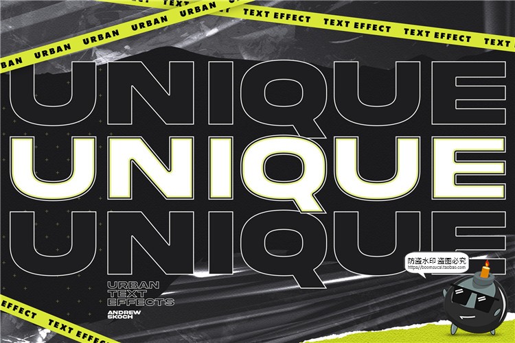 图片[4]-城市街头重叠故障镂空风格特效字海报标题装饰文字PSD模板PS素材-设计猿