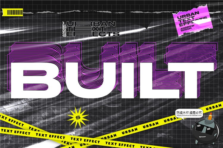 图片[5]-城市街头重叠故障镂空风格特效字海报标题装饰文字PSD模板PS素材-设计猿
