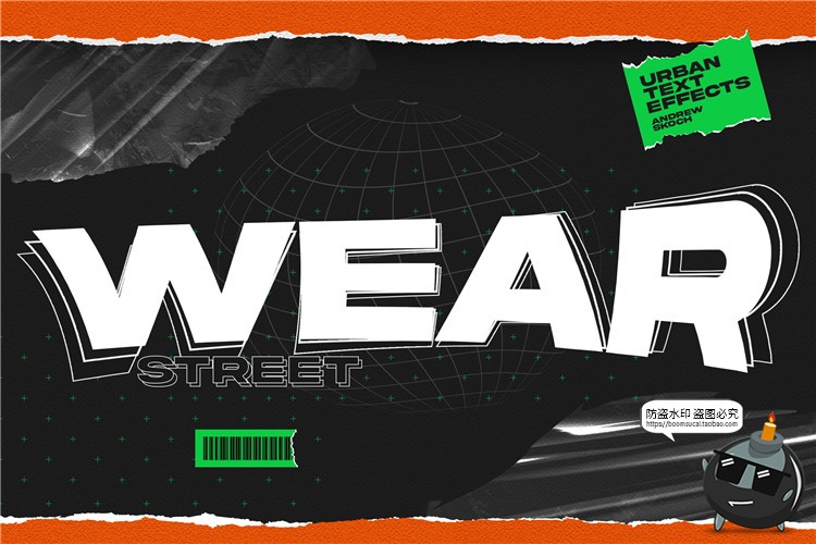 图片[6]-城市街头重叠故障镂空风格特效字海报标题装饰文字PSD模板PS素材-设计猿