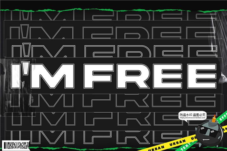 图片[7]-城市街头重叠故障镂空风格特效字海报标题装饰文字PSD模板PS素材-设计猿
