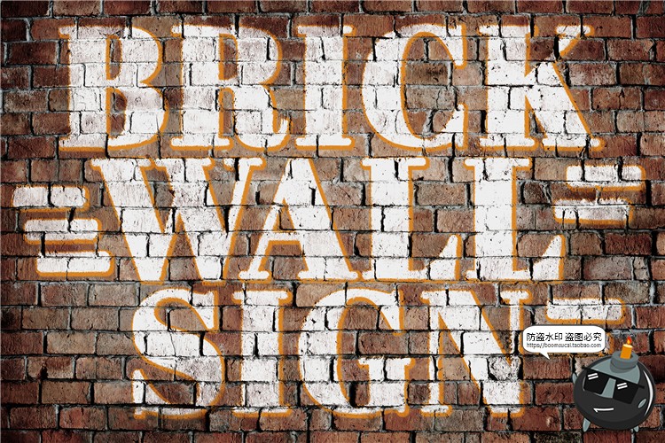 图片[1]-墙面涂鸦砖墙喷漆艺术文字效果字体特效样机样式PSD模板PS素材-设计猿