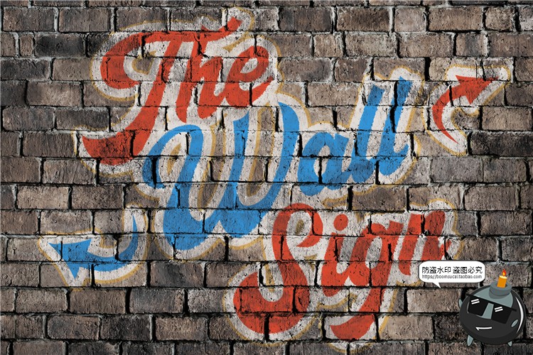 图片[2]-墙面涂鸦砖墙喷漆艺术文字效果字体特效样机样式PSD模板PS素材-设计猿
