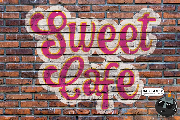 图片[3]-墙面涂鸦砖墙喷漆艺术文字效果字体特效样机样式PSD模板PS素材-设计猿