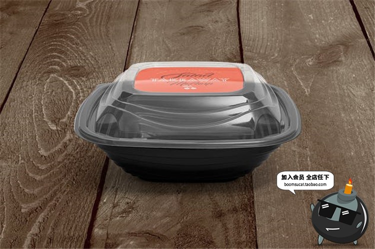 图片[3]-快餐熟食沙拉包装一次性餐盒透明盖外观效果展示样机PSD模板素材-设计猿