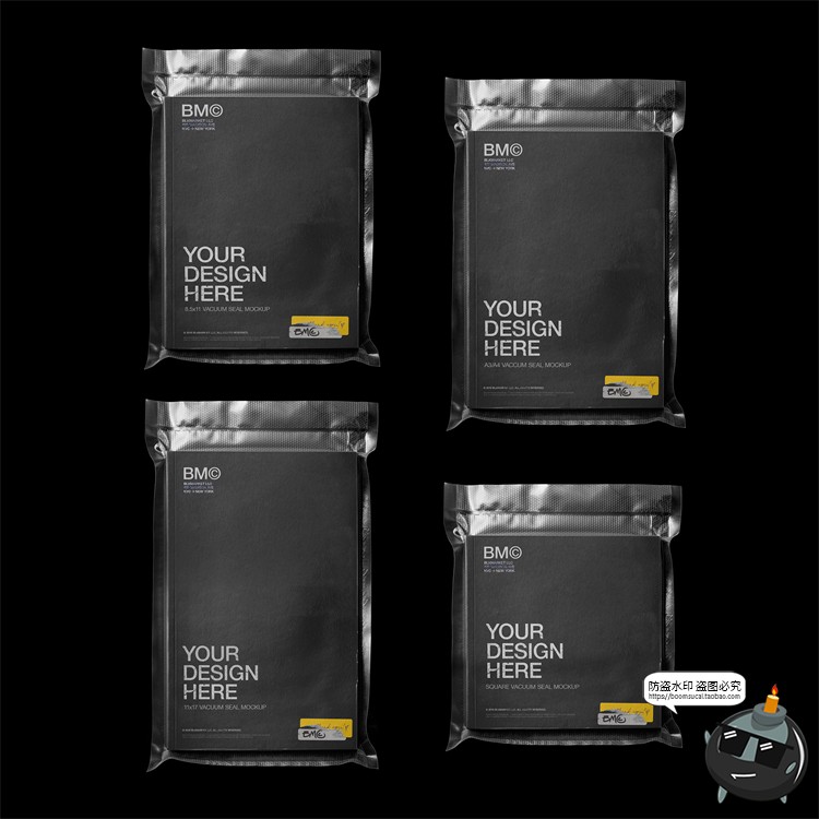 图片[1]-真空吸塑塑料透明薄膜PNG密封袋包装后期合成样机PSD模版PS素材-设计猿