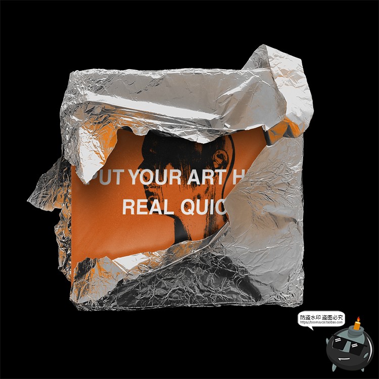 图片[3]-酸性潮流褶皱金属铝箔CD盒封面包装纸mockups样机PSD模板PS素材-设计猿