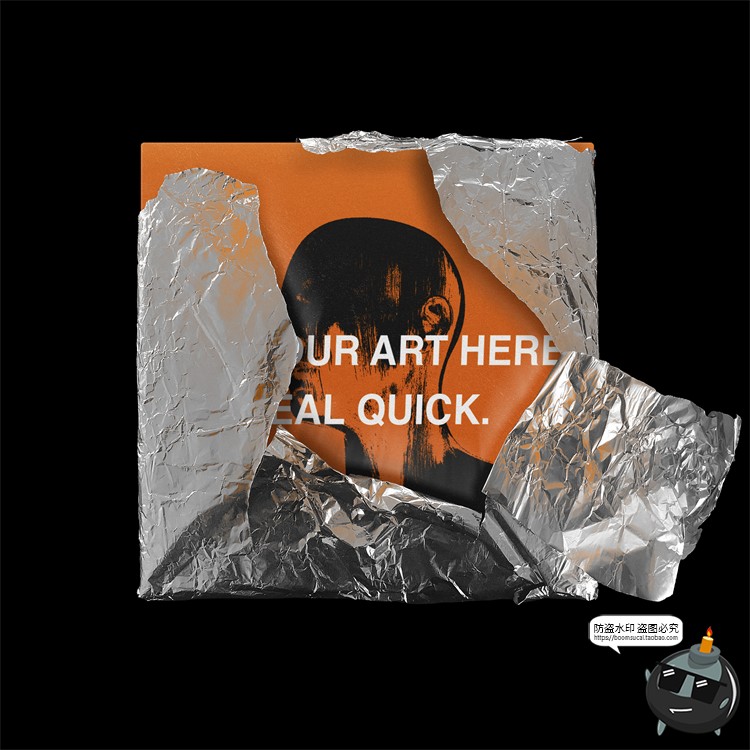 图片[5]-酸性潮流褶皱金属铝箔CD盒封面包装纸mockups样机PSD模板PS素材-设计猿