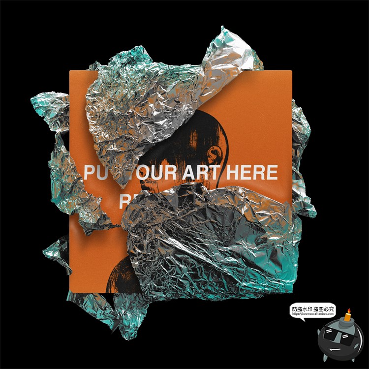 图片[9]-酸性潮流褶皱金属铝箔CD盒封面包装纸mockups样机PSD模板PS素材-设计猿