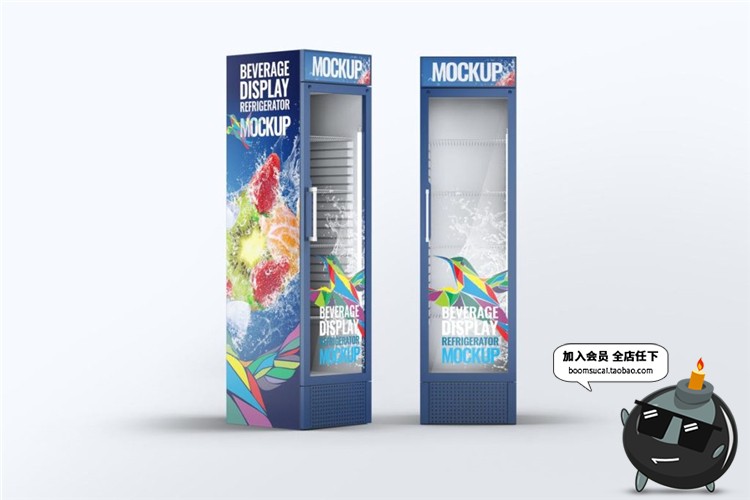 图片[4]-便利店冰箱展示柜冰柜广告贴图外观VI样机展示模型PSD模板PS素材-设计猿
