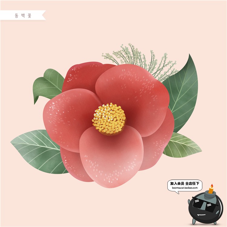 图片[5]-手绘风荷花向日葵棉花多肉菊花玫瑰百合图片画芯插画PSD高清素材-设计猿