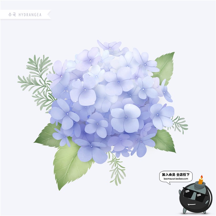 图片[16]-手绘风荷花向日葵棉花多肉菊花玫瑰百合图片画芯插画PSD高清素材-设计猿