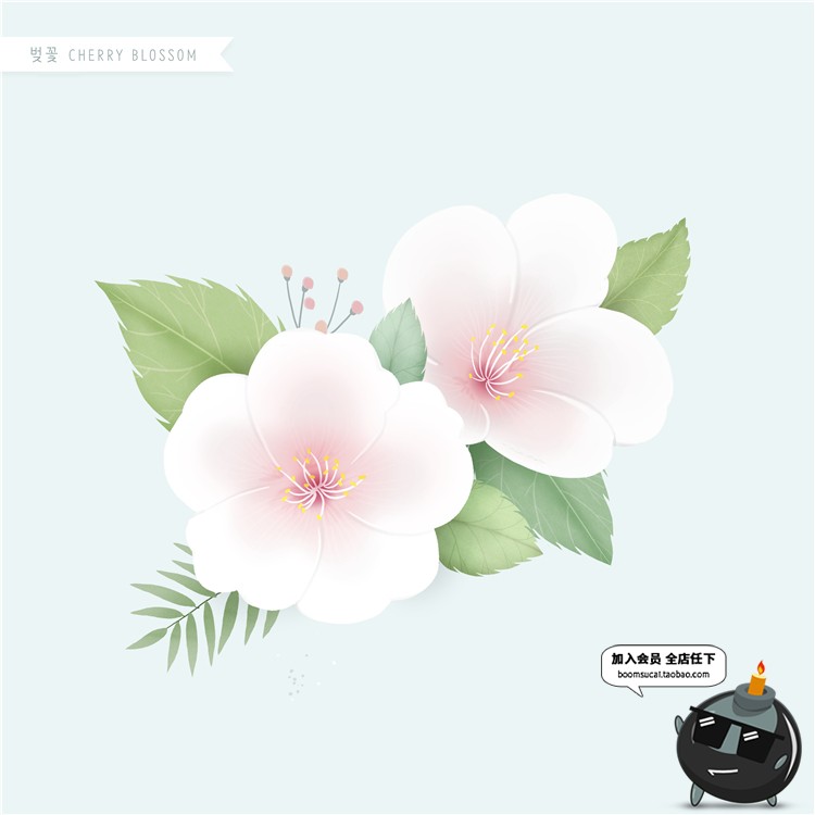 图片[19]-手绘风荷花向日葵棉花多肉菊花玫瑰百合图片画芯插画PSD高清素材-设计猿