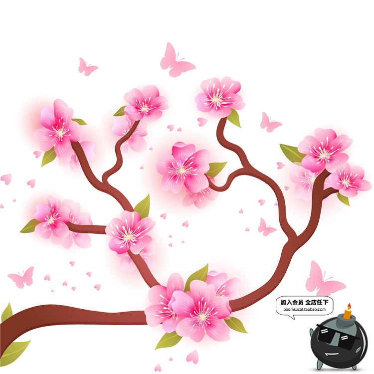 图片[5]-水彩清新手绘唯美粉色樱花桃花花瓣海报背景元素AI矢量设计素材-设计猿