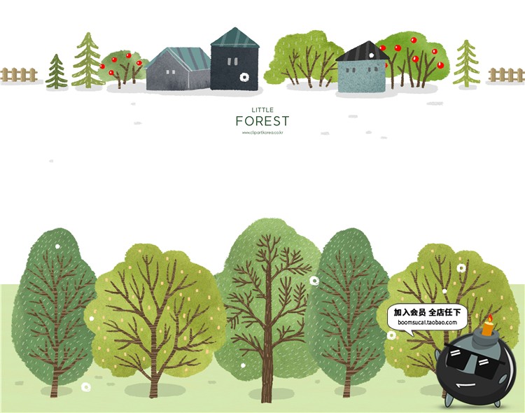 图片[6]-手绘卡通森林树林树木绿植自然风景环保海报插画背景PSD设计素材-设计猿