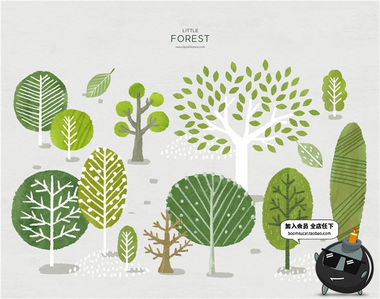 图片[7]-手绘卡通森林树林树木绿植自然风景环保海报插画背景PSD设计素材-设计猿