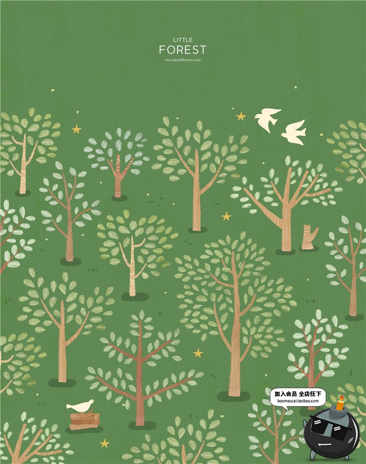 图片[9]-手绘卡通森林树林树木绿植自然风景环保海报插画背景PSD设计素材-设计猿