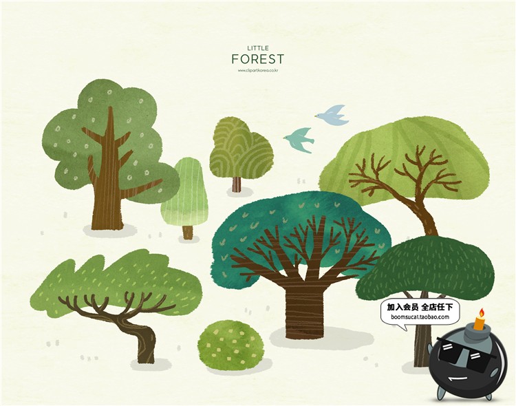 图片[10]-手绘卡通森林树林树木绿植自然风景环保海报插画背景PSD设计素材-设计猿