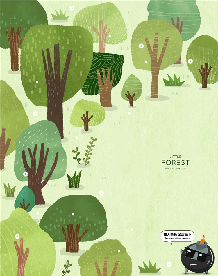图片[11]-手绘卡通森林树林树木绿植自然风景环保海报插画背景PSD设计素材-设计猿