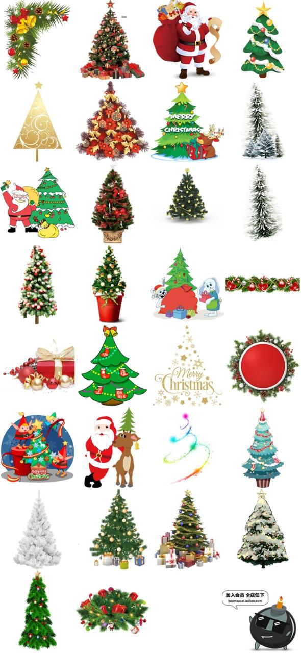 图片[4]-圣诞节圣诞树绿色树木驼铃装饰手账元素植物节日PNG免抠设计素材-设计猿