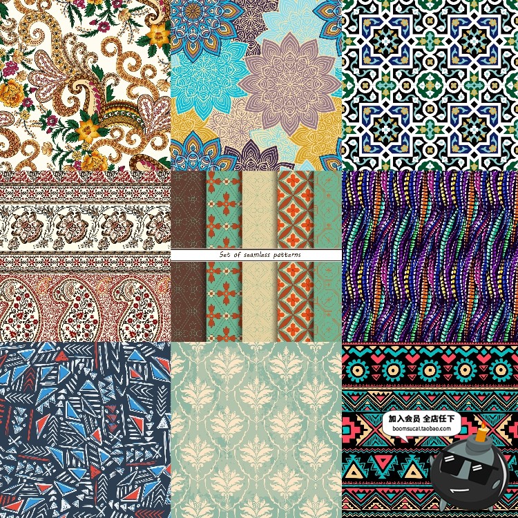 图片[7]-少数民族特色花纹民俗特色纹理背景图案印刷设计AI矢量图片素材-设计猿