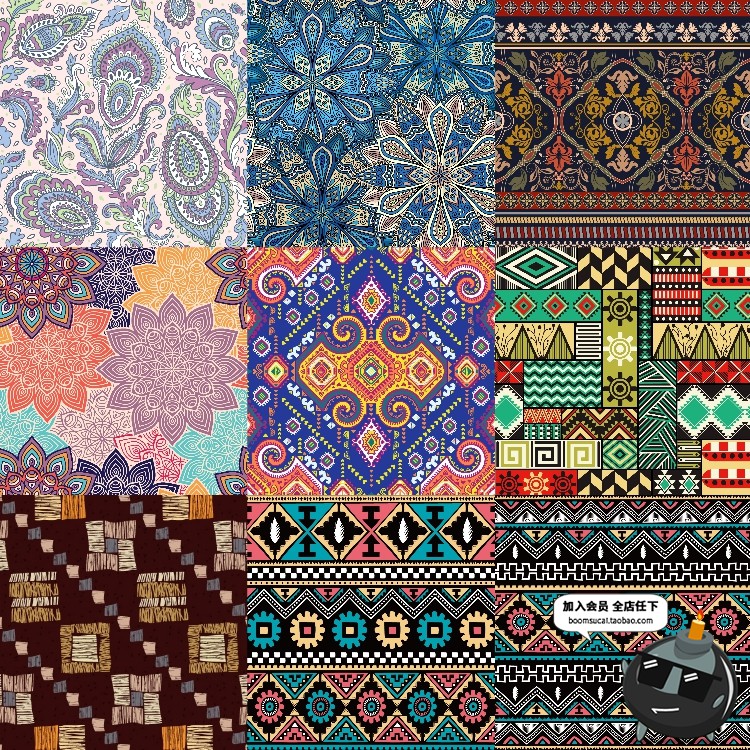 图片[9]-少数民族特色花纹民俗特色纹理背景图案印刷设计AI矢量图片素材-设计猿
