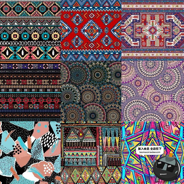 图片[10]-少数民族特色花纹民俗特色纹理背景图案印刷设计AI矢量图片素材-设计猿